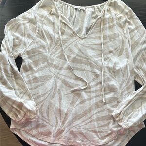 Z Supply Cream Tie Front Relaxed Blouse